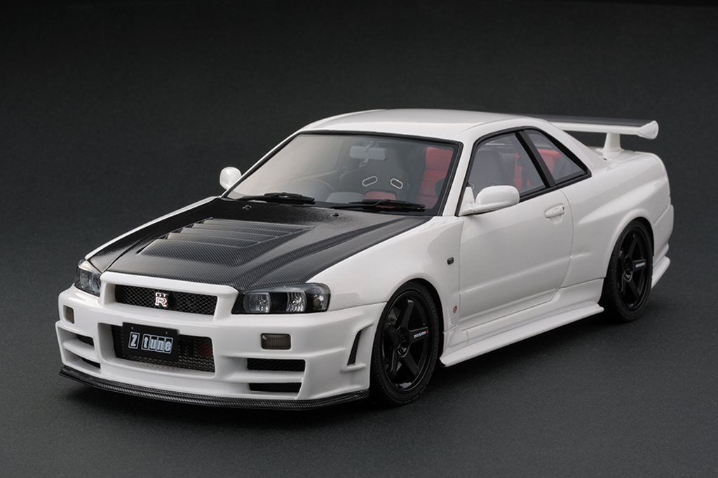 Nissan Skyline R34 1/18 Ignition Model R34 1/18 Nismo R34 GT-R Z-tune White (HOBBY FORUM 2013 MEMORIAL EDITION) IG0011 modellino in miniatura